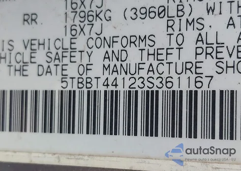 2003 Toyota Tundra Sr5 V8 из США, поврежденный, VIN 5TBBT44123S361167